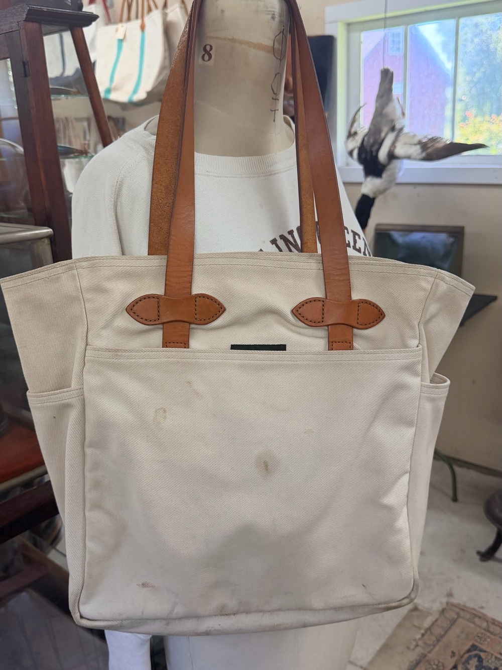 Filson Canvas Tote Bag with Bridle Leather Handles - Pre-owned Rugged Style